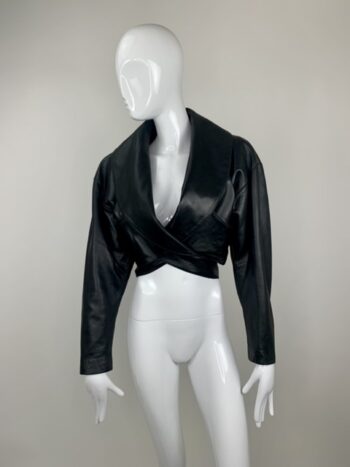 1980s Alaia, viscose extended long sleeve black bodysuit