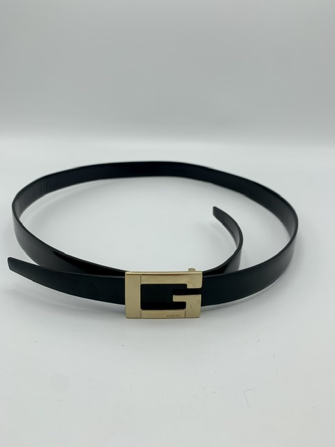 Gucci Gold Logo Leather 90's Belt - Rellik