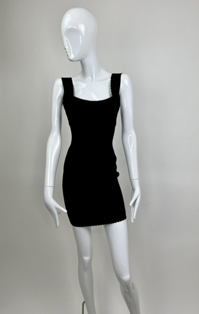 Alaia Black Jersey Cotton Knit 80’s Dress