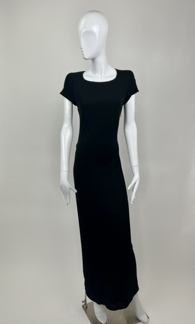 Versus Gianni Versace Black Column Dress With Leather Straps