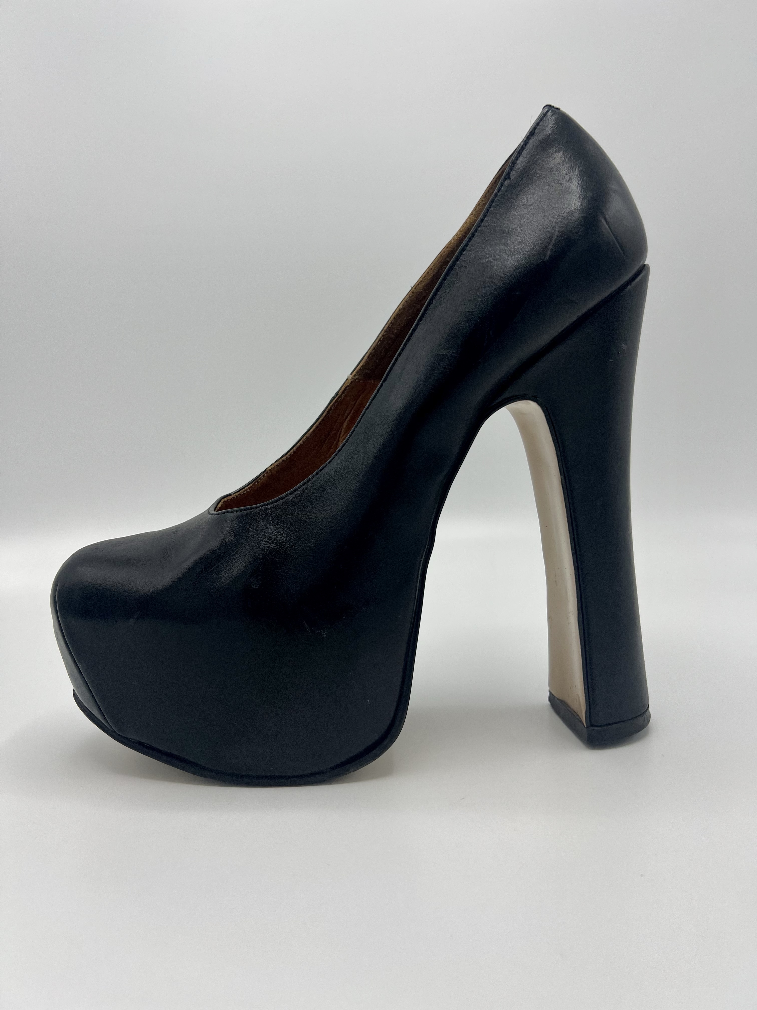 Vivienne Westwood Black Leather Elevated Platform Shoes 90's - Rellik